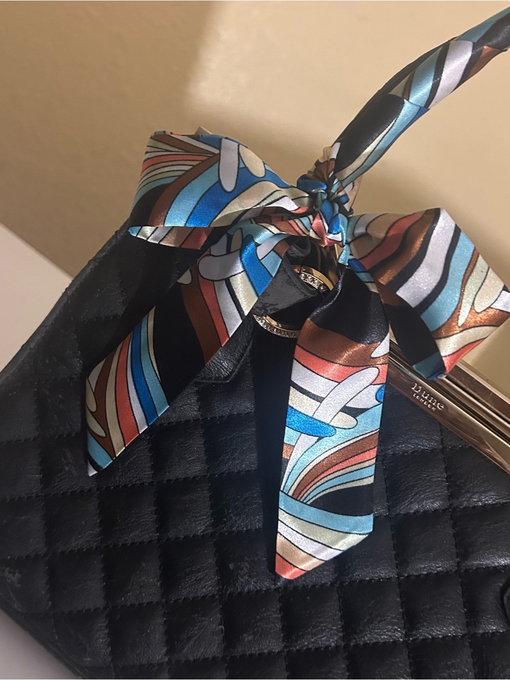 Twilly Women Handbag Purse Neck Tie Headband Bag Scarf 1 White Blue Brown Black